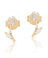 14K Gold 0.20 Ct. Genuine Diamond Leaf Floral Design Studs Earrings Fine Jewelry