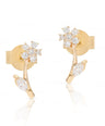 14K Gold 0.20 Ct. Genuine Diamond Leaf Floral Design Studs Earrings Fine Jewelry