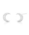 14K Gold 0.10 Ct. Genuine Diamond Crescent Moon Studs Earrings Celestial Jewelry