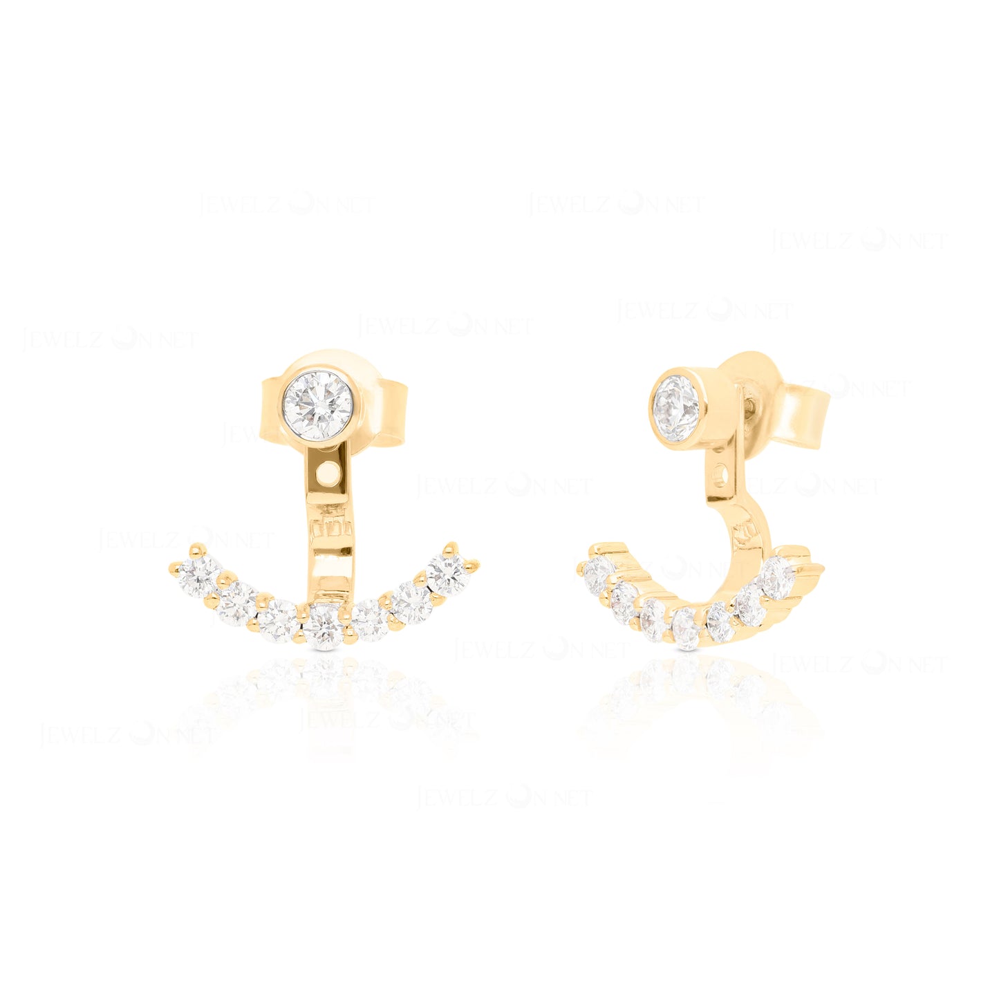 14K Gold 0.64Ct. Genuine Diamond Classic Ear Jacket Wedding Earring Fine Jewelry