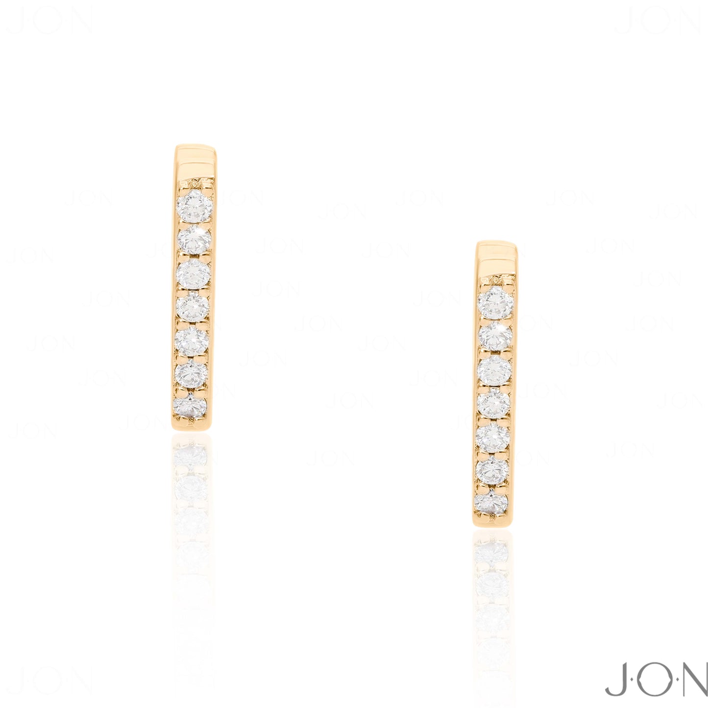 14K Gold 0.21 Ct. Genuine Diamond Triangle Shape Huggie Earrings Fine Jewelry