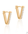 14K Gold 0.21 Ct. Genuine Diamond Triangle Shape Huggie Earrings Fine Jewelry