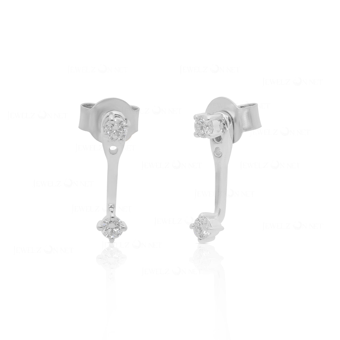 14K Gold 0.20 Ct. Genuine Diamond Wedding Jacket Studs Earrings Fine Jewelry