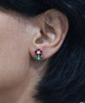 14k Gold Ruby Camellia Earrings