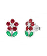 14k Gold Ruby Camellia Earrings