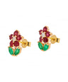 14k Gold Ruby Camellia Earrings
