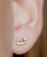 14K Gold 0.10 Ct. Genuine Diamond Curved Bar Minimalist Studs Earrings