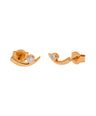 14K Gold 0.10 Ct. Genuine Diamond Curved Bar Minimalist Studs Earrings