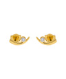 14K Gold 0.10 Ct. Genuine Diamond Curved Bar Minimalist Studs Earrings