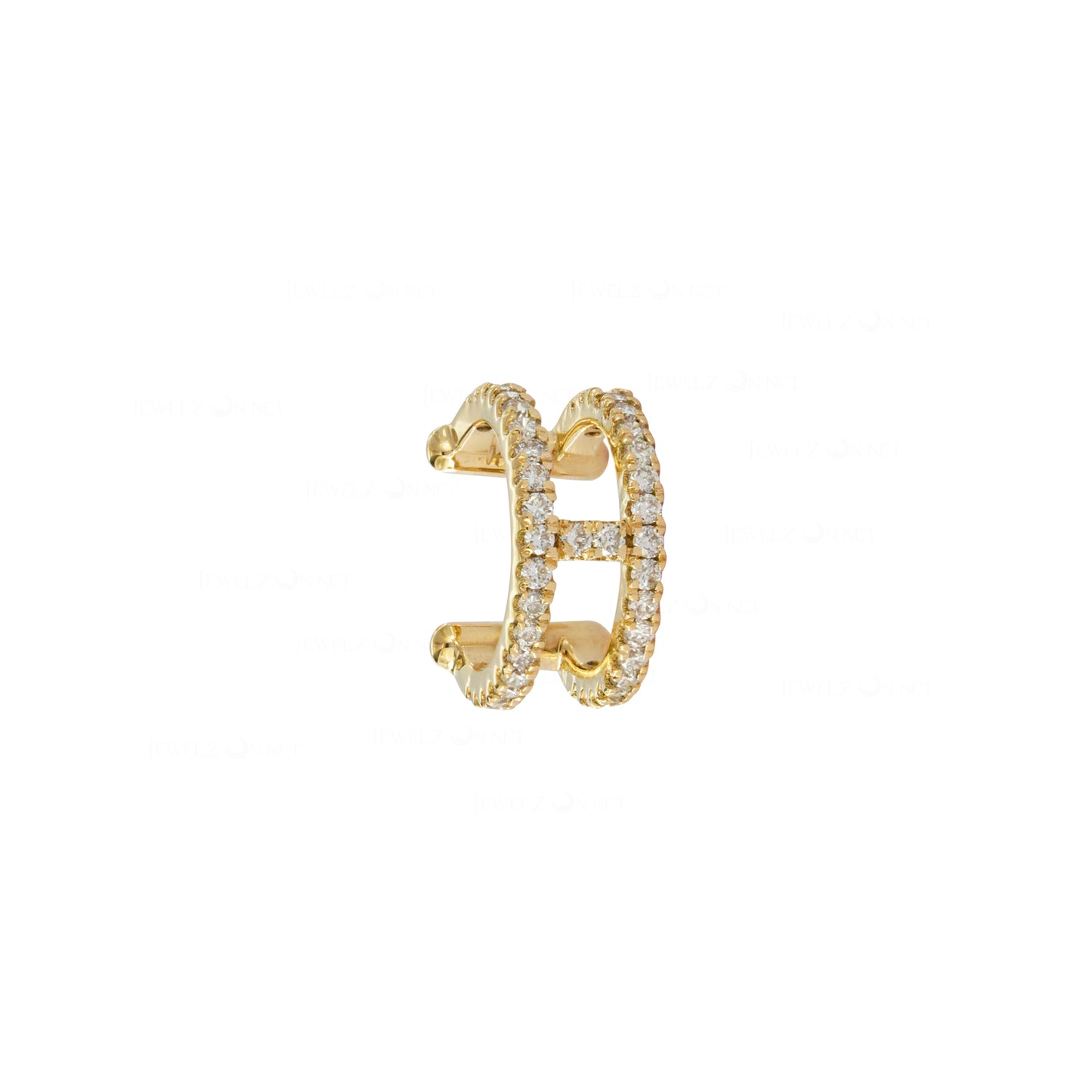 Genuine 0.20 Ct. Diamond Ear Cuff Earrings Solid 14k Yellow Gold Jewelry (1 Pc)