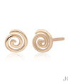 14K Solid Gold Spiral Shape Geometrical Studs Earrings Fine Jewelry