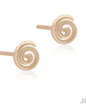 14K Solid Gold Spiral Shape Geometrical Studs Earrings Fine Jewelry