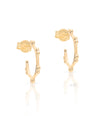 14K Solid Gold Tiny Ball Open Hoop Dainty Minimalist Earrings Fine Jewelry