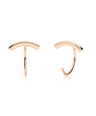 14K Solid Gold Curved Bar Hoop Cuff Earrings Fine Jewelry - New Arrival