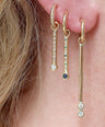 14K Gold Genuine Diamond Short Bar Bezel Charm Earring Fine Jewelry