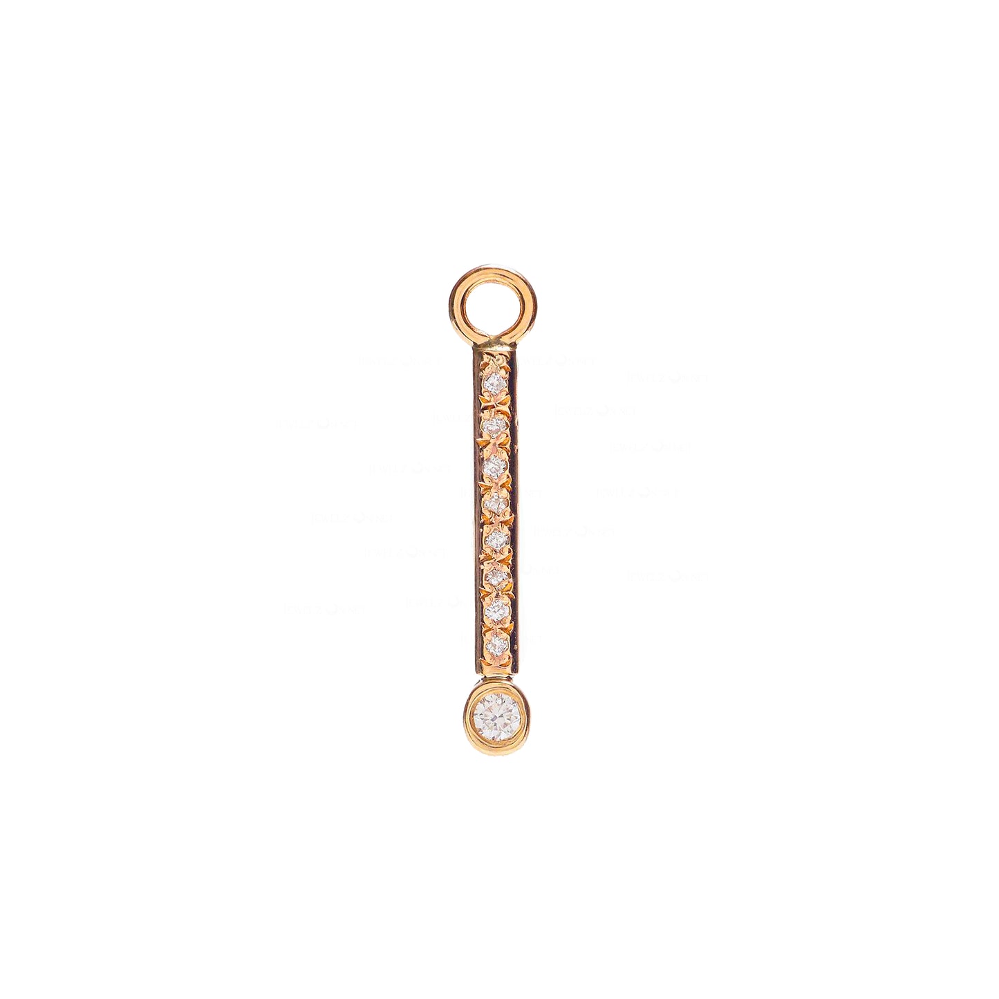 14K Gold Genuine Diamond Short Bar Bezel Charm Earring Fine Jewelry