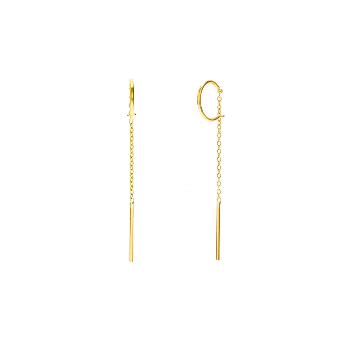 14K Gold hoop  chain drop earring fine jewelry