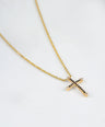 14K Gold 0.15 Ct. Genuine White-Black Diamond Jesus Cross Pendant Necklace Gift