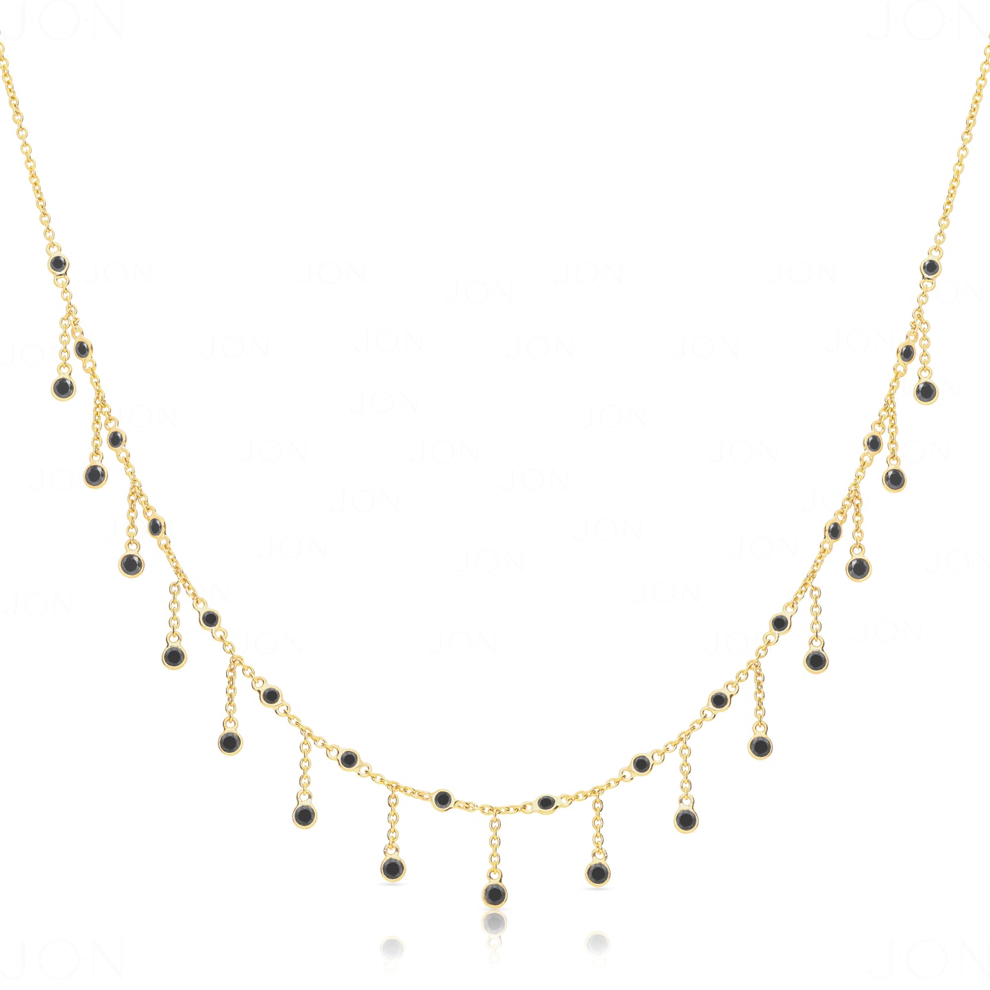 Black Diamond Fringe Necklace|14k Gold