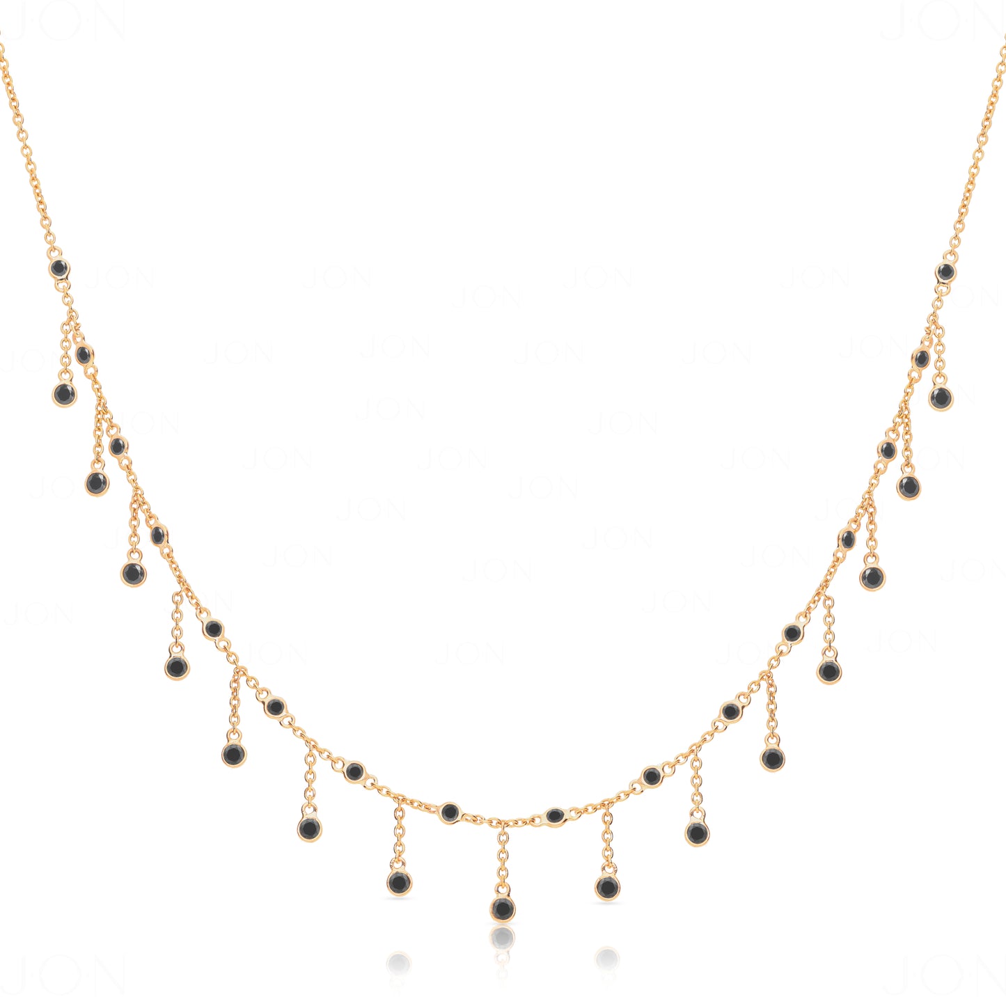 Black Diamond Fringe Necklace|14k Gold