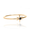 14K Gold 0.05 Ct. Genuine Black Diamond Starburst Ring Christmas Fine Jewelry