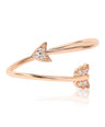 14K Gold 0.05 Ct. Genuine Diamond Arrow Cuff Love Ring Fine Jewelry Size -3 to 9