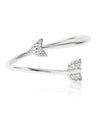 14K Gold 0.05 Ct. Genuine Diamond Arrow Cuff Love Ring Fine Jewelry Size -3 to 9