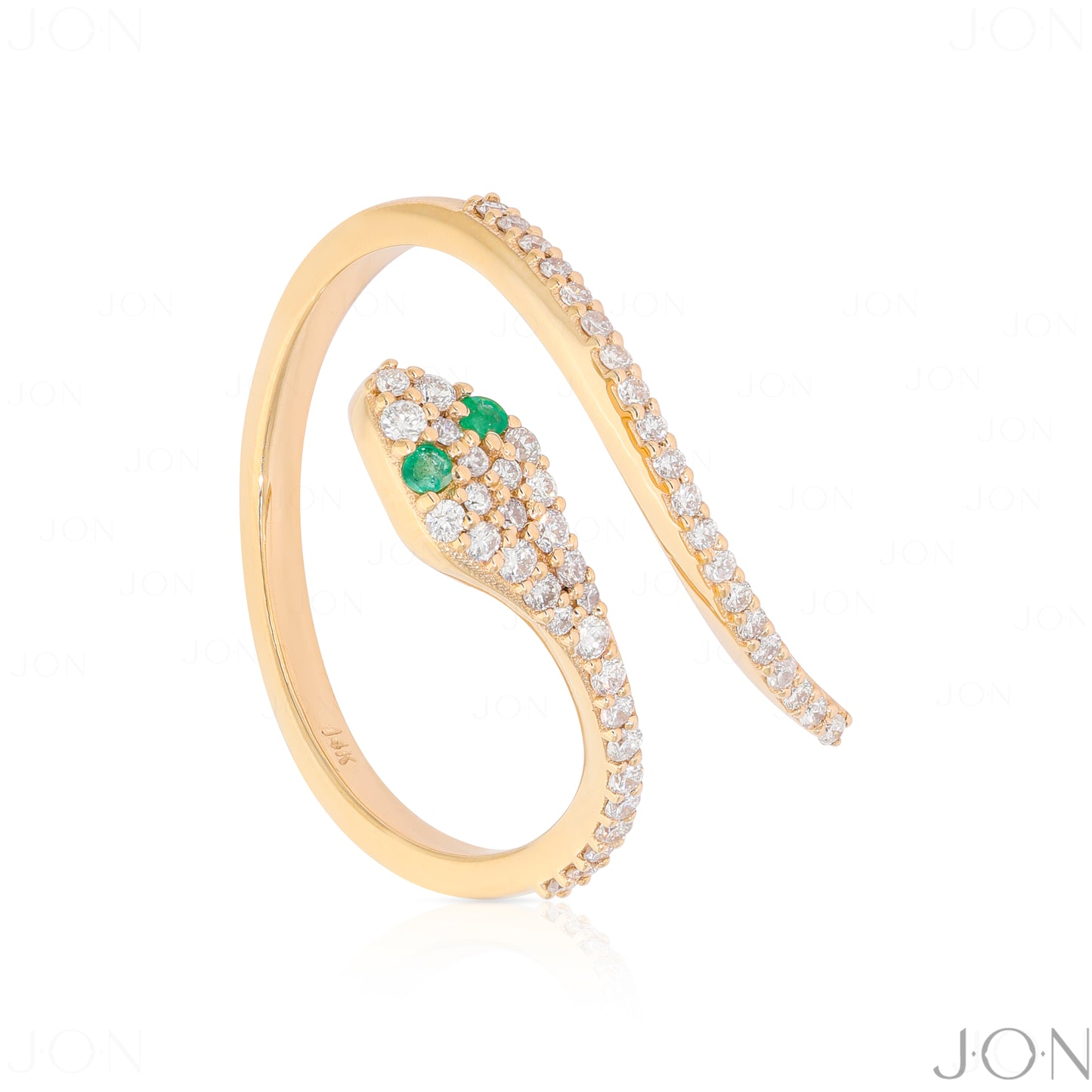 14K Gold Genuine Diamond Snake Ring  Available in Ruby Emerald and Blue Sapphire