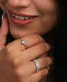 14K Gold Genuine Diamond And Square Shape Rainbow Moonstone Ring Fine Jewelry