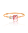 14K Gold Genuine Diamond And Pink Tourmaline Engagement Band Ring Fine Jewelry