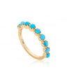 14K Gold 0.20 Ct. Genuine Turquoise Gemstone Band Ring Fine Jewelry Size-3 to 9