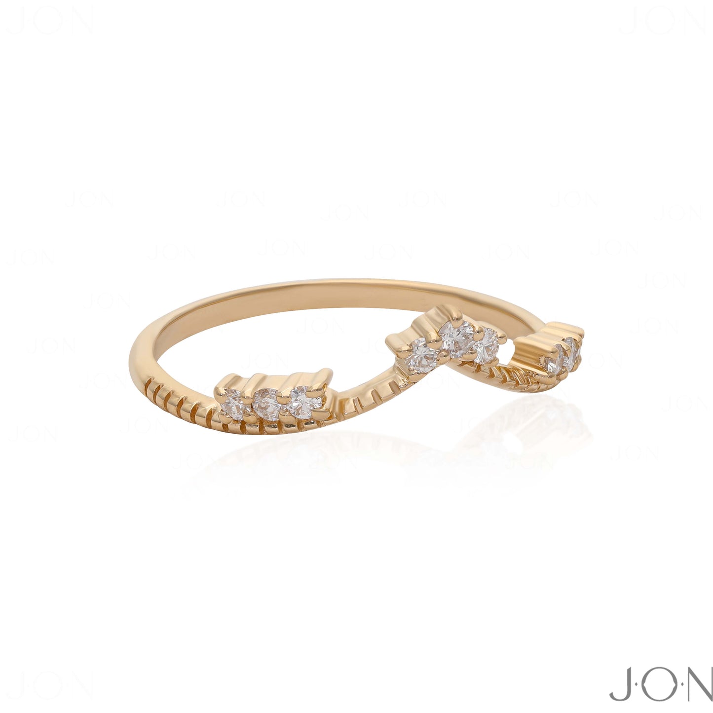 14K Gold 0.10 Ct. Genuine Diamond Chevron Ring Fine Jewelry Size - 3 to 8 US