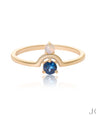 14K Gold Genuine Opal And Blue Sapphire Gemstone Birthday Gift Ring Fine Jewelry