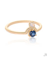 14K Gold Genuine Opal And Blue Sapphire Gemstone Birthday Gift Ring Fine Jewelry