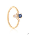 14K Gold Genuine Opal And Blue Sapphire Gemstone Birthday Gift Ring Fine Jewelry