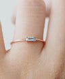 14K Gold 6x4 mm Genuine Aquamarine Gemstone Engagement Ring Fine Jewelry
