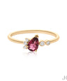 14K Gold Genuine Diamond And Pear Shape Pink Tourmaline Cluster Ring Fine Jewelry