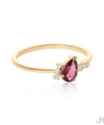 14K Gold Genuine Diamond And Pear Shape Pink Tourmaline Cluster Ring Fine Jewelry