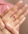 14K Gold Genuine Diamond And Pear Shape Pink Tourmaline Cluster Ring Fine Jewelry