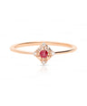 14K Gold Genuine Diamond And Ruby July Birthstone Rhombus Shape Wedding Ring