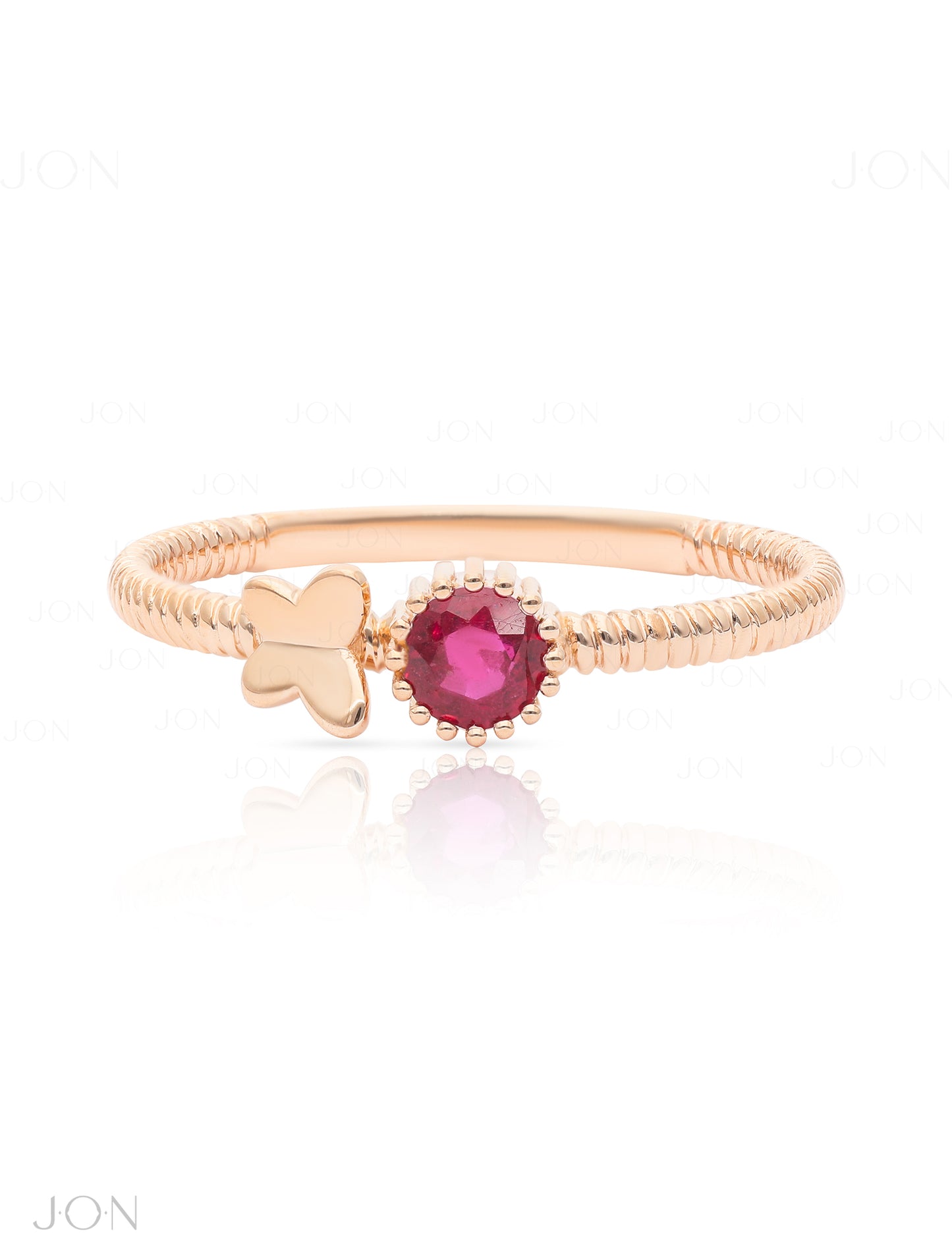 14K Gold 0.35 Ct. Genuine Ruby July Birthstone Art Deco Butterfly Wedding  Ring