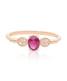 14K Gold Genuine Diamond And Oval Cut Ruby July Birthstone Wedding Band Ring