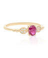 14K Gold Genuine Diamond And Oval Cut Ruby July Birthstone Wedding Band Ring