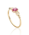 14K Gold Genuine Diamond And Oval Cut Ruby July Birthstone Wedding Band Ring