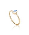 14K Gold Genuine Diamond - Rainbow Moonstone Delicate Wedding Ring Fine Jewelry