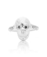 14K Gold 0.03 Ct. Genuine Black Diamond Skull Design Halloween Ring Fine Jewelry