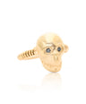 14K Gold 0.03 Ct. Genuine Black Diamond Skull Design Halloween Ring Fine Jewelry