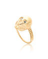 14K Gold 0.03 Ct. Genuine Black Diamond Skull Design Halloween Ring Fine Jewelry