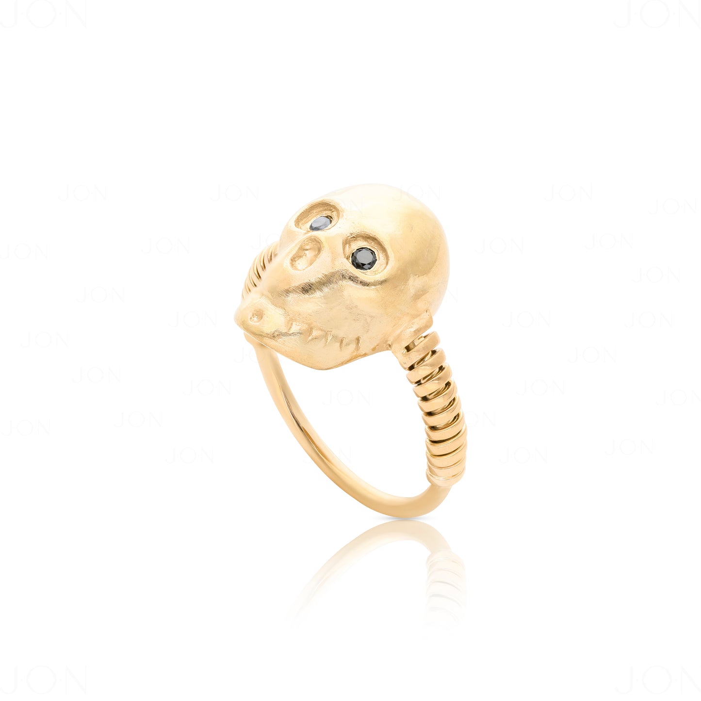 14K Gold 0.03 Ct. Genuine Black Diamond Skull Design Halloween Ring Fine Jewelry