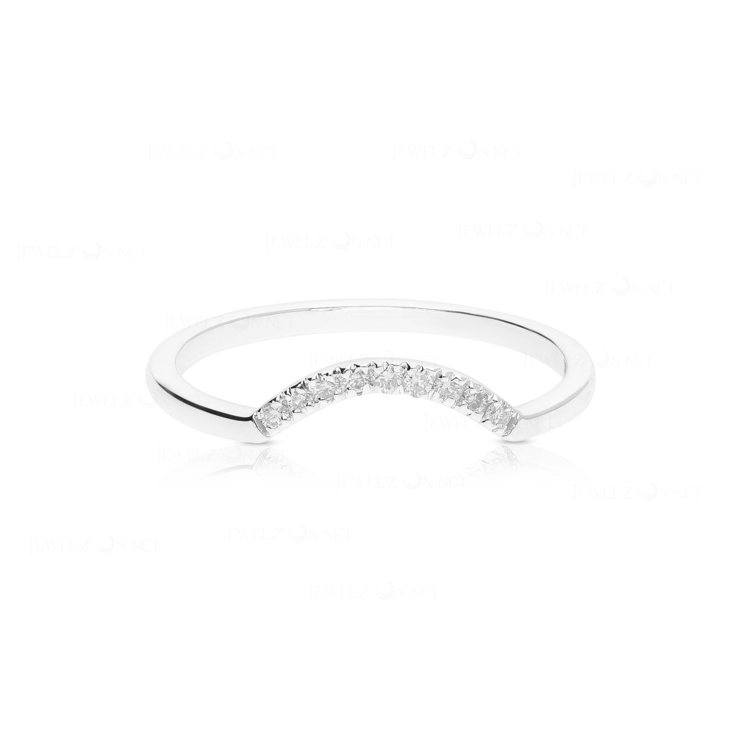 14K Gold 0.05 Ct. Genuine Diamond Curved Arc Design Delicate Ring Fine Jewelry